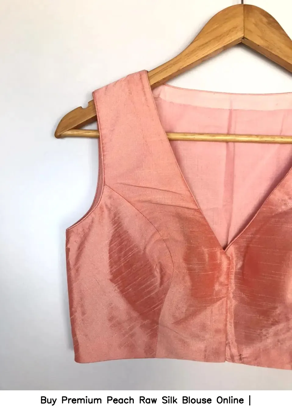 Buy Premium Peach Raw Silk Blouse Online | 5