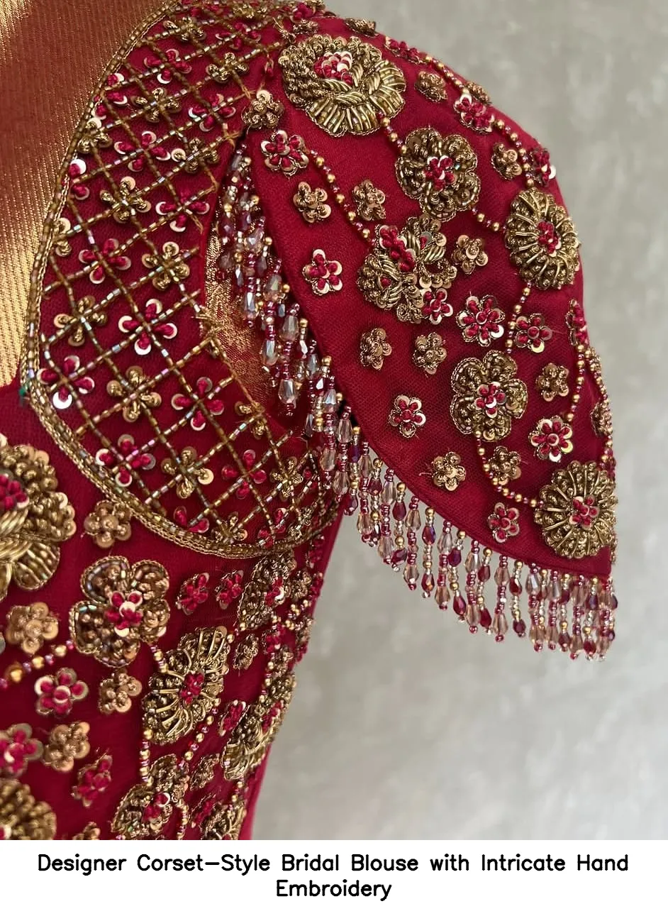 Designer Corset-Style Bridal Blouse with Intricate Hand Embroidery 2
