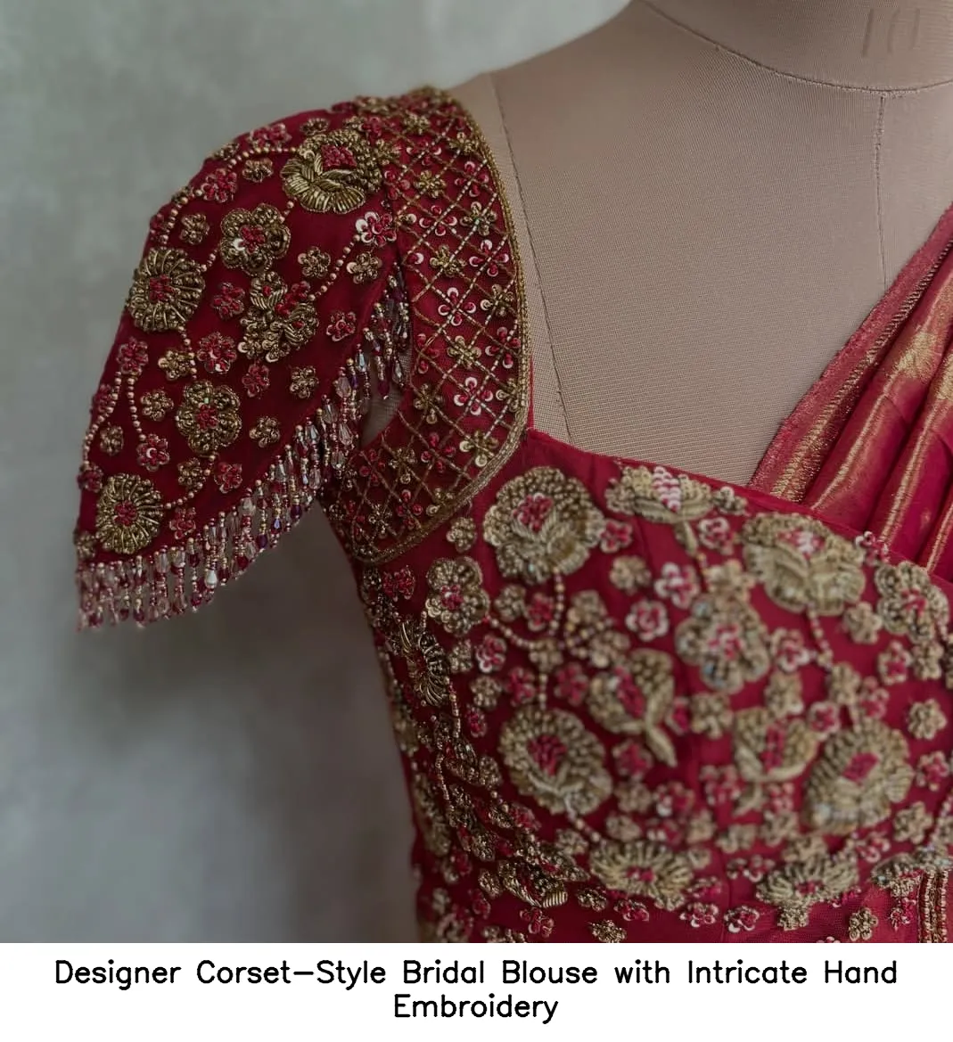 Designer Corset-Style Bridal Blouse with Intricate Hand Embroidery 3