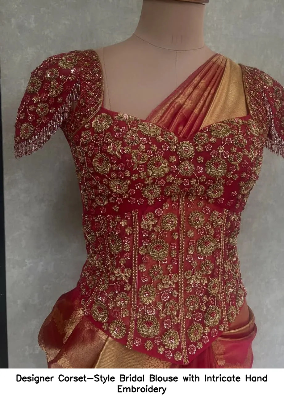 Designer Corset-Style Bridal Blouse with Intricate Hand Embroidery 4