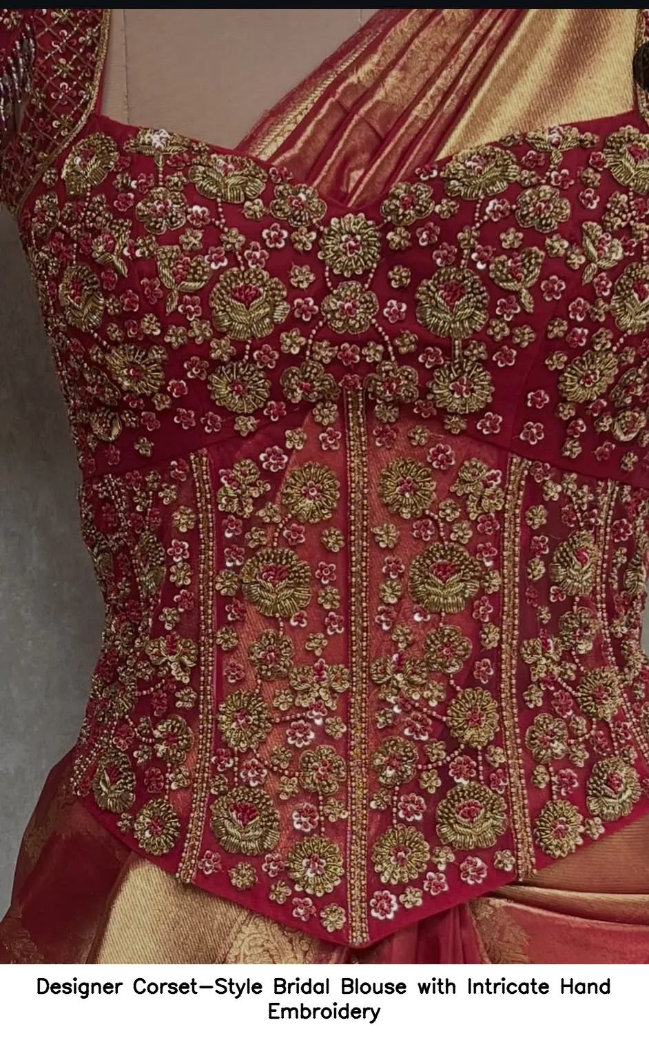 Designer Corset-Style Bridal Blouse with Intricate Hand Embroidery 5