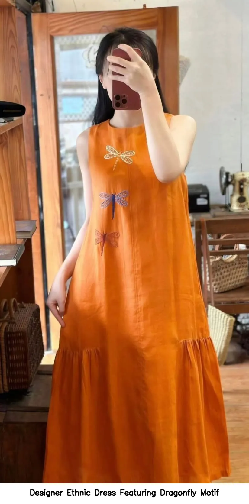 Designer Ethnic Dress Featuring Dragonfly Motif 2