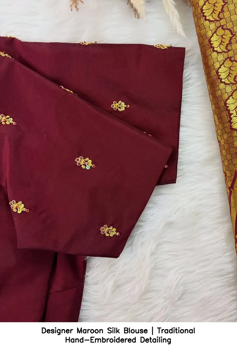 Designer Maroon Silk Blouse | Traditional Hand-Embroidered Detailing 2