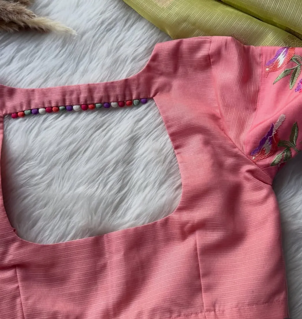 Designer Peach Blouse | Traditional Hand-Embroidered Detailing