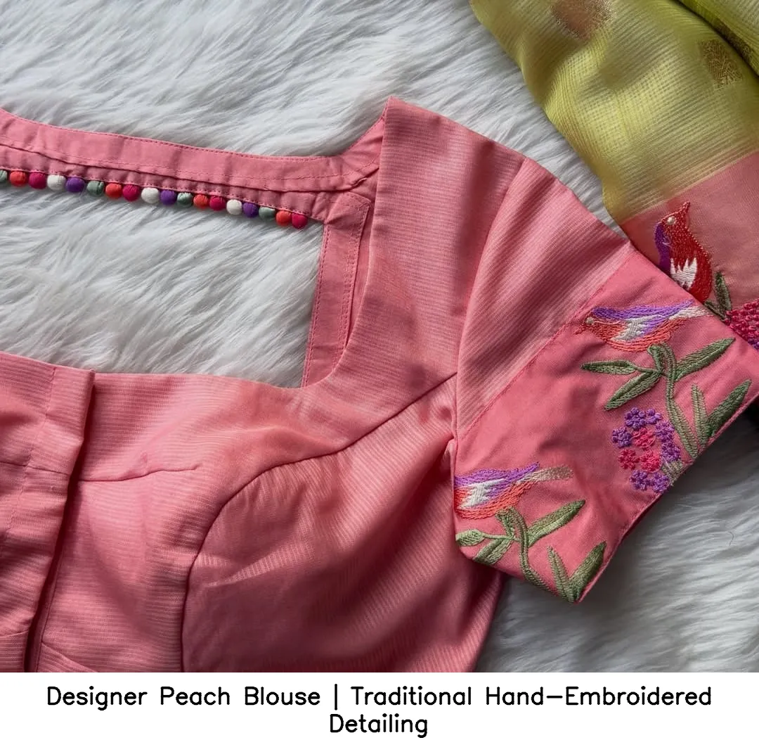 Designer Peach Blouse | Traditional Hand-Embroidered Detailing 2