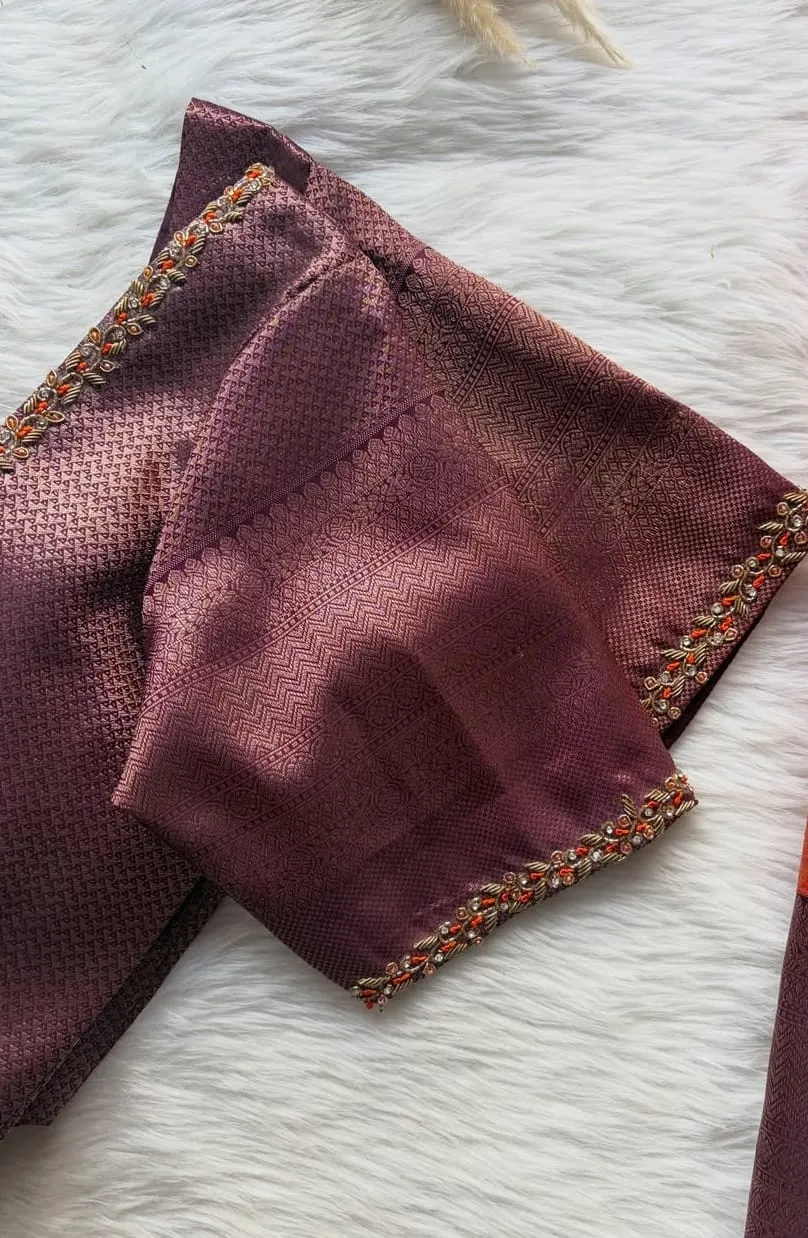 Elegant Maroon Party Wear Blouse | Hand-Embroidered Festive Saree Blouse