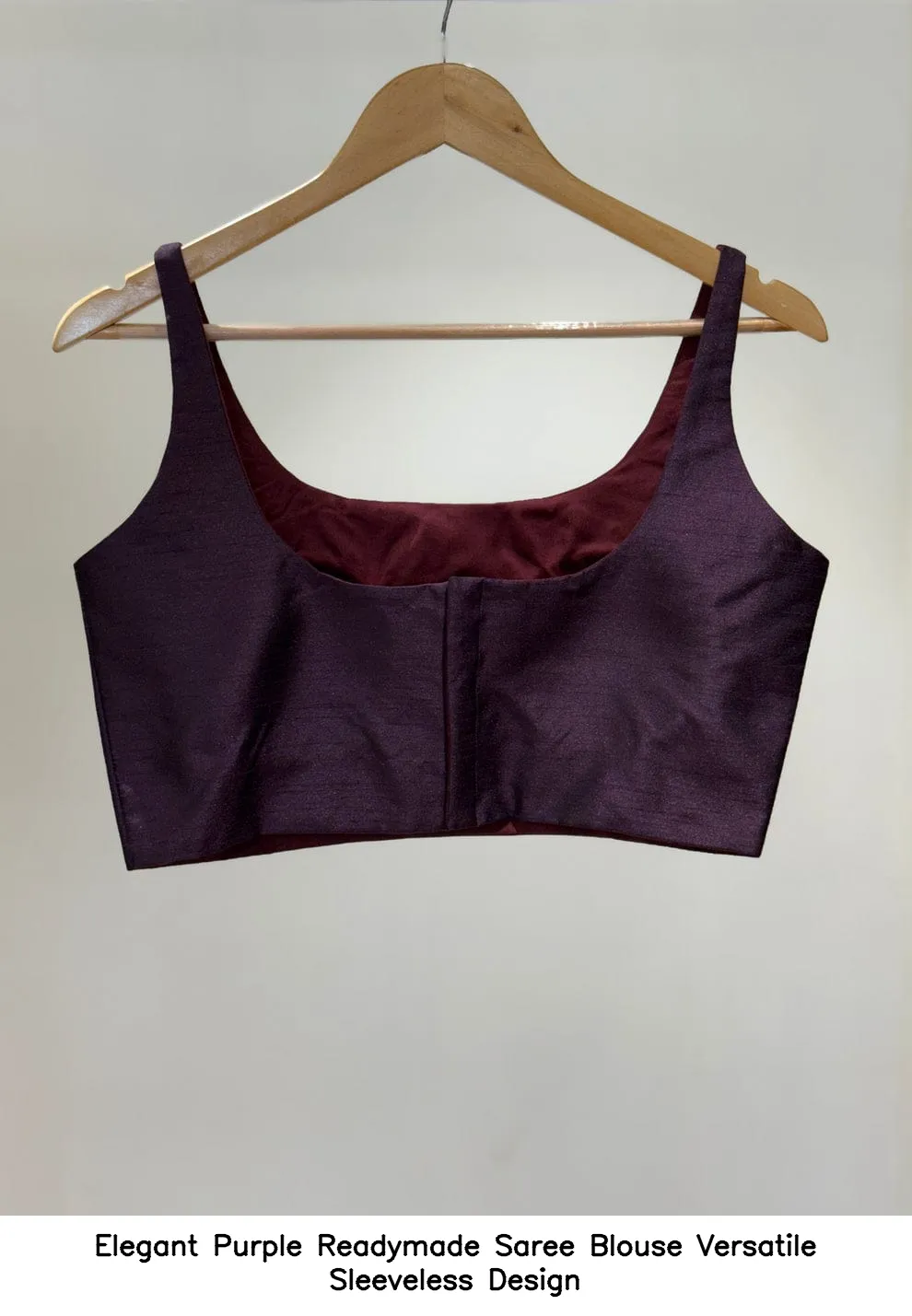 Elegant Purple Readymade Saree Blouse – Versatile Sleeveless Design 2
