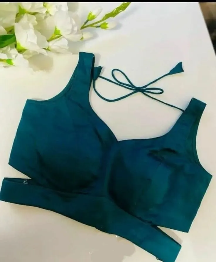 Elegant Teal Green Ethnic Crop Top | Modern Cut-Out Designer Blouse 1