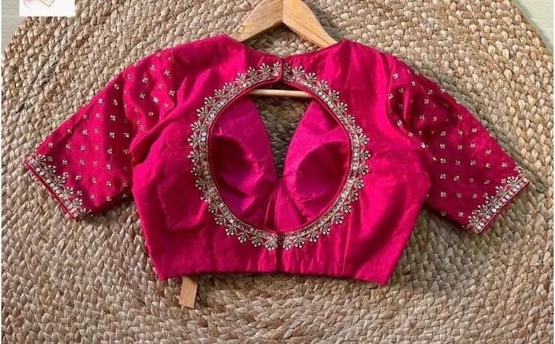 Exclusive Designer Wedding Blouse with Intricate Cut-Out Back and Hand Embroidery | Custom Ethnic Wear