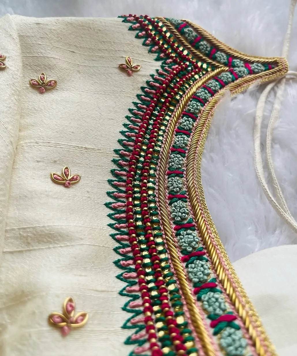 Exquisite Designer Silk Blouse with Traditional Aari Embroidery | Custom Ethnic Wear for Weddings 1