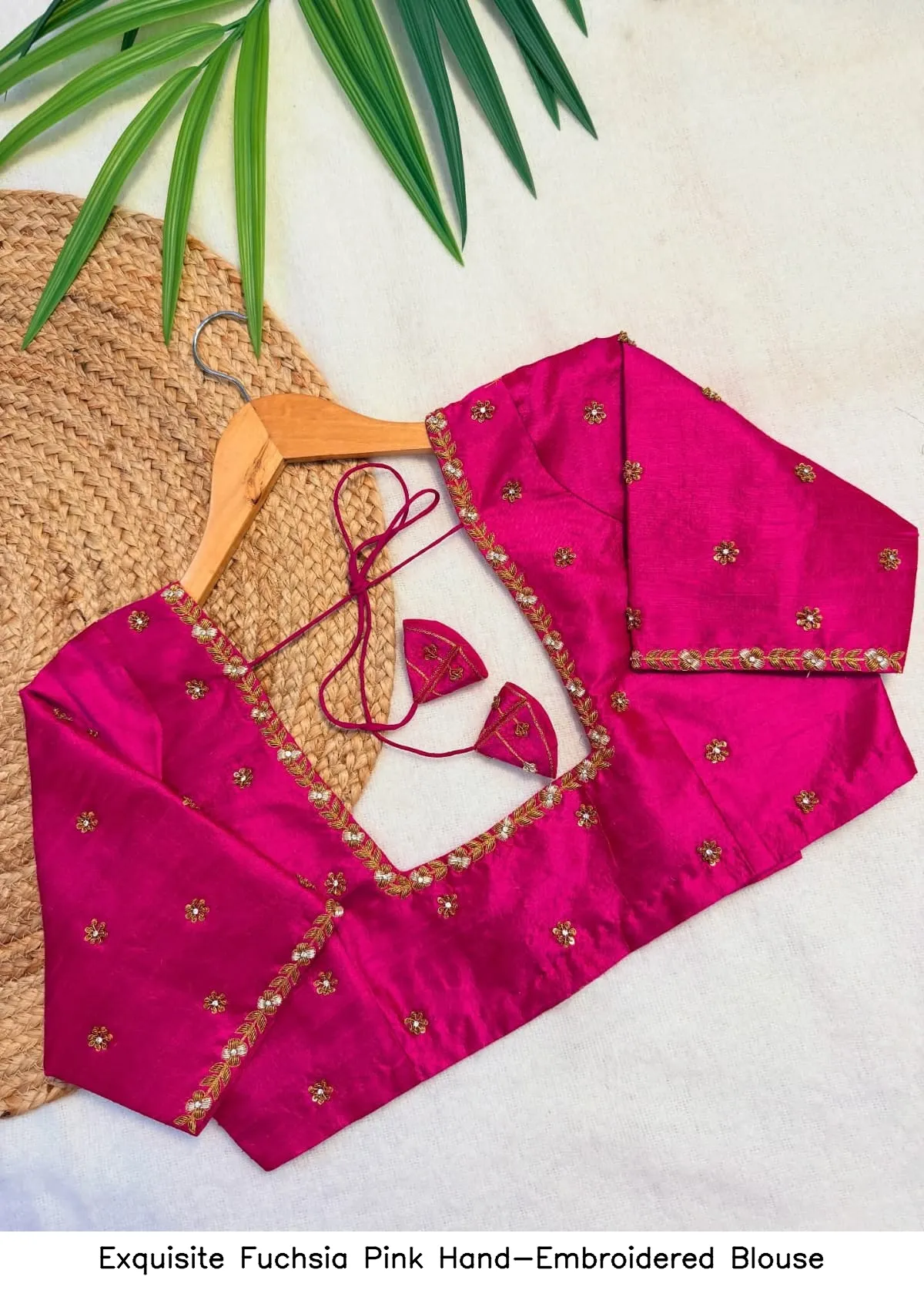 Exquisite Fuchsia Pink Hand-Embroidered Blouse