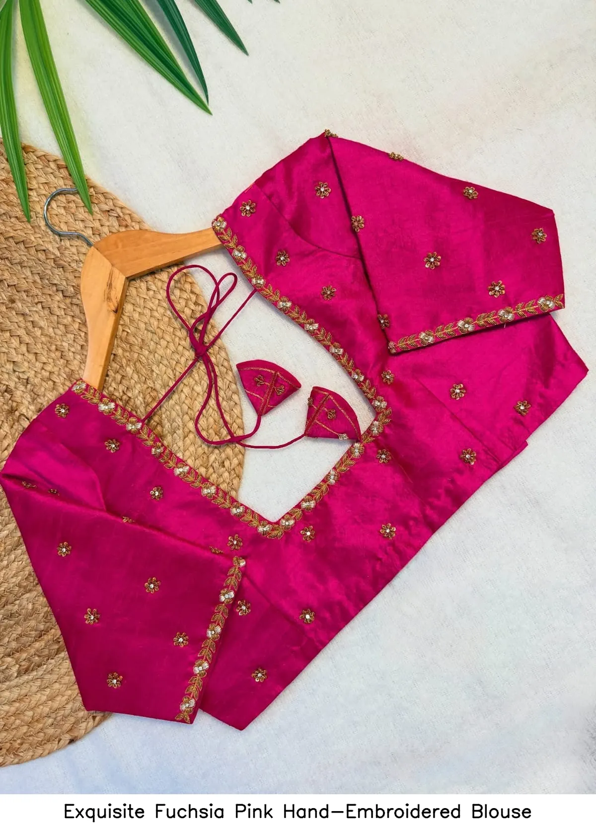 Exquisite Fuchsia Pink Hand-Embroidered Blouse 2