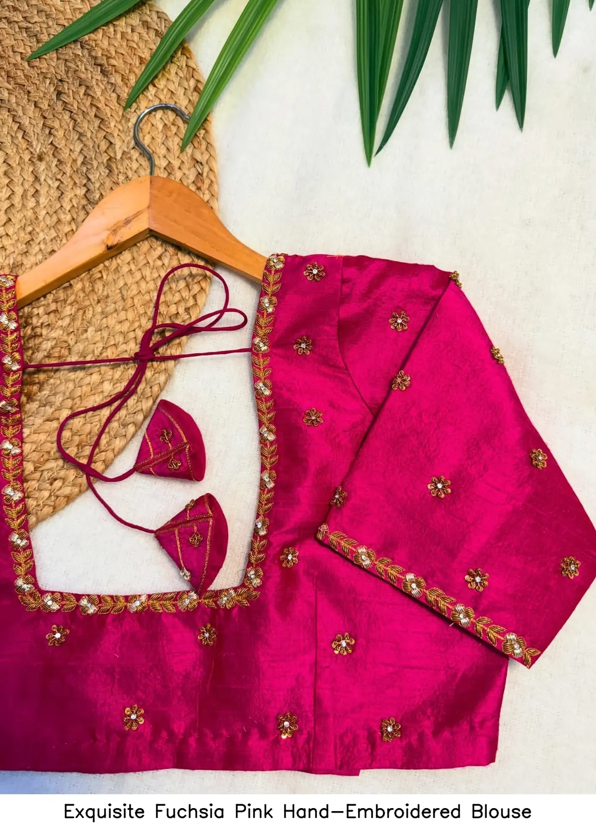 Exquisite Fuchsia Pink Hand-Embroidered Blouse 4