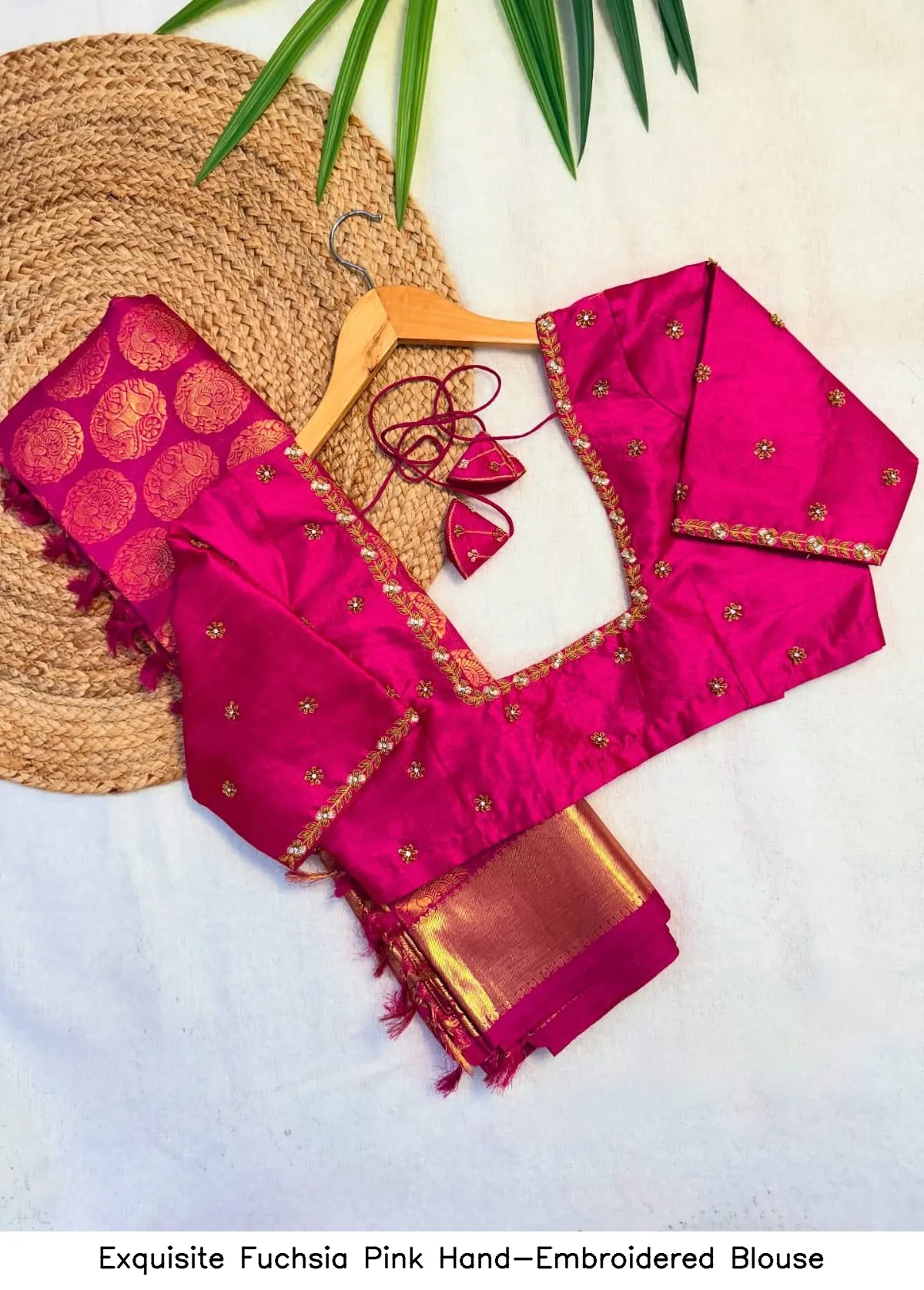 Exquisite Fuchsia Pink Hand-Embroidered Blouse 6