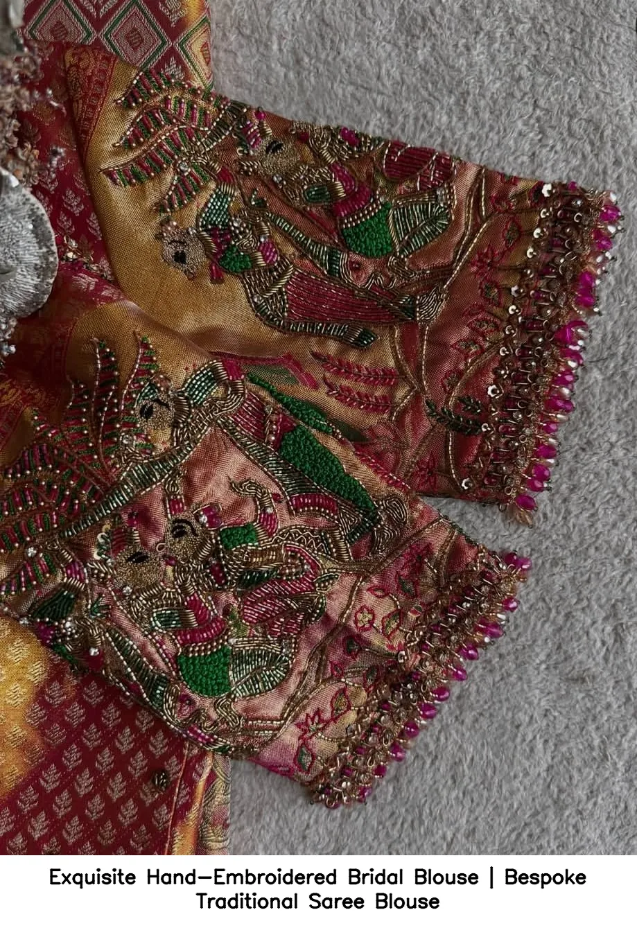 Exquisite Hand-Embroidered Bridal Blouse | Bespoke Traditional Saree Blouse 2