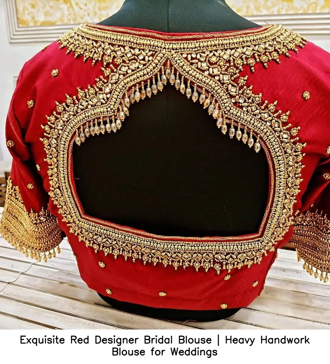 Exquisite Red Designer Bridal Blouse | Heavy Handwork Blouse for Weddings 2