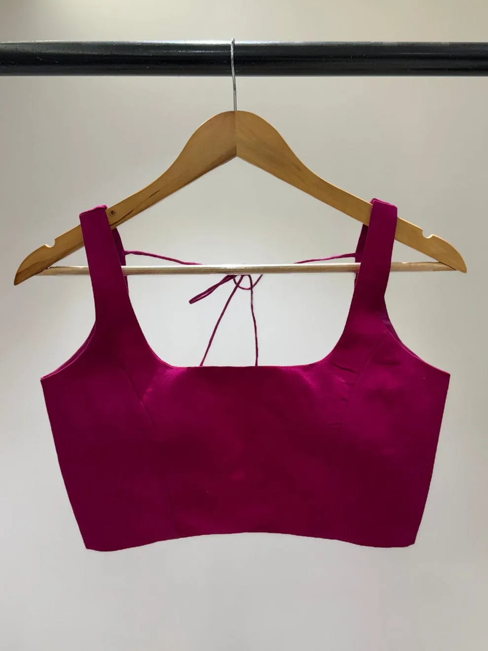 Fuchsia Pink Raw Silk Sleeveless Blouse – Premium Readymade Scoop Neck Saree Blouse 1