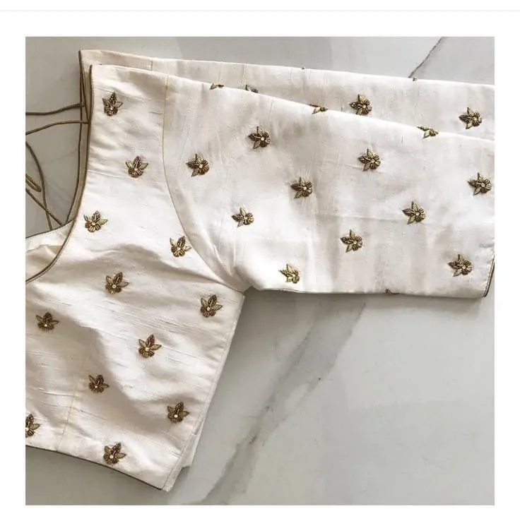 Hand-Embroidered Raw Silk Blouse - Ready to Wear Designer Saree Blouse 1