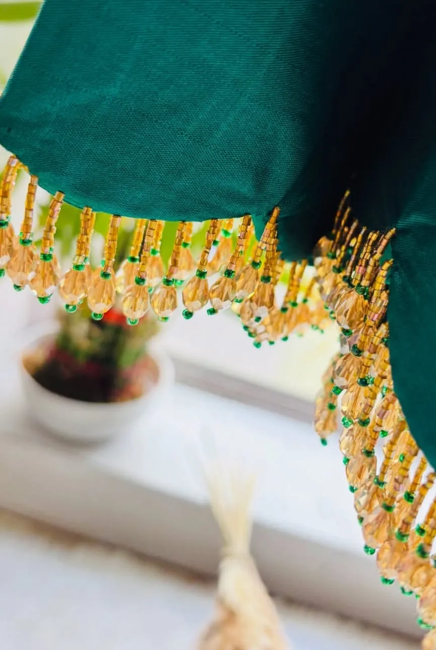 Hand-Worked Green Silk Blouse | Traditional Wedding Festive Collection