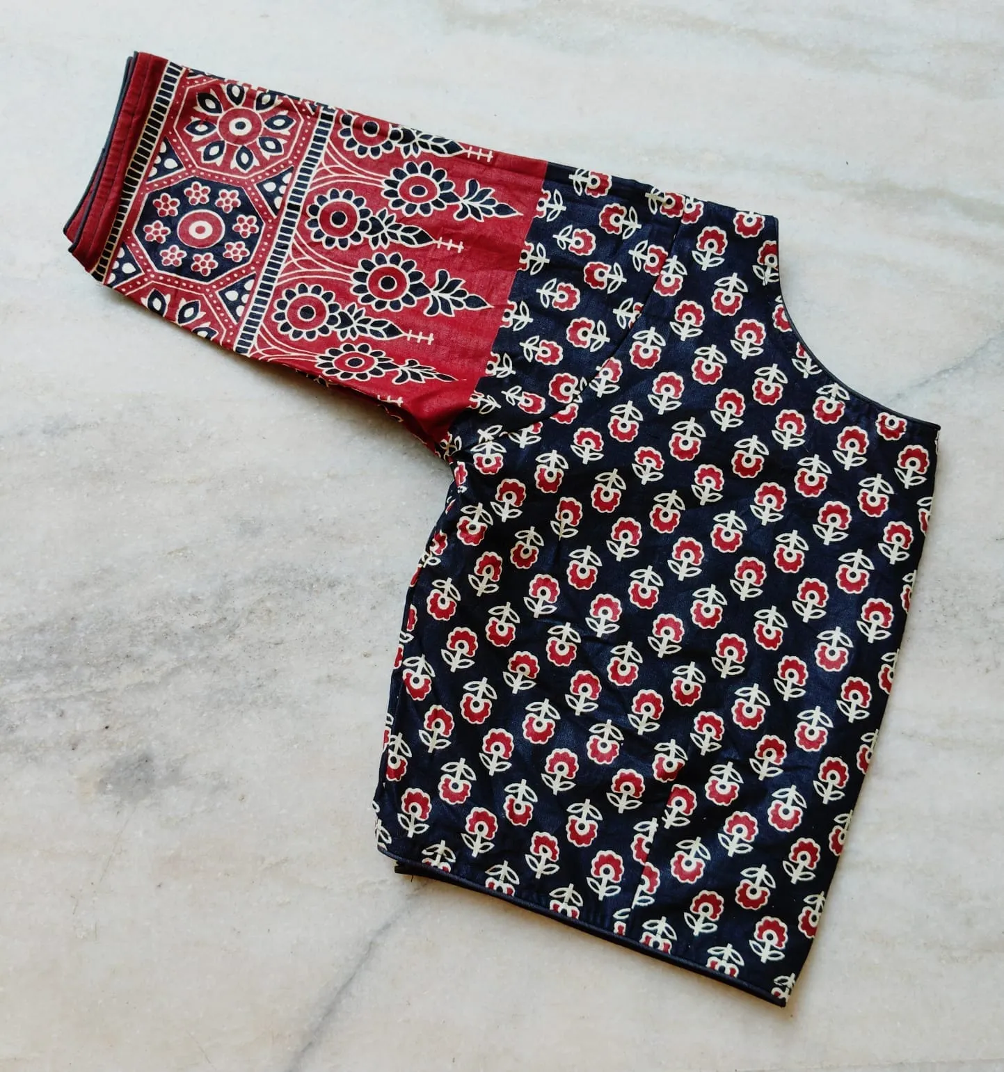 Handblock Printed Cotton Saree Blouse | Designer Ethnic Readymade Blouse for Women
