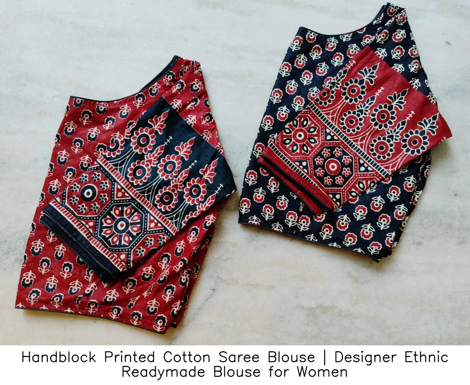 Handblock Printed Cotton Saree Blouse | Designer Ethnic Readymade Blouse for Women 4