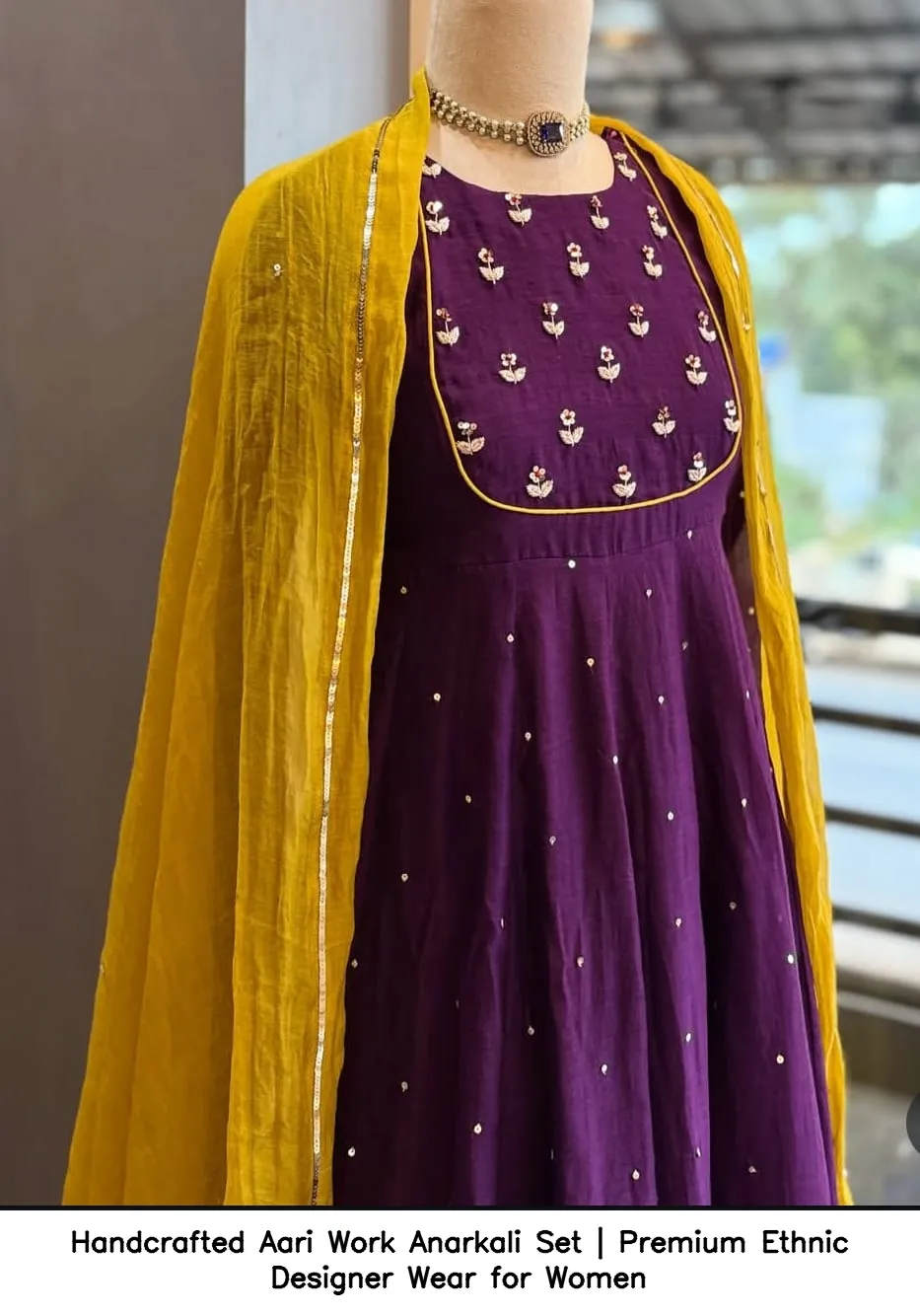 Handcrafted Aari Work Anarkali Set | Premium Ethnic Designer Wear for Women