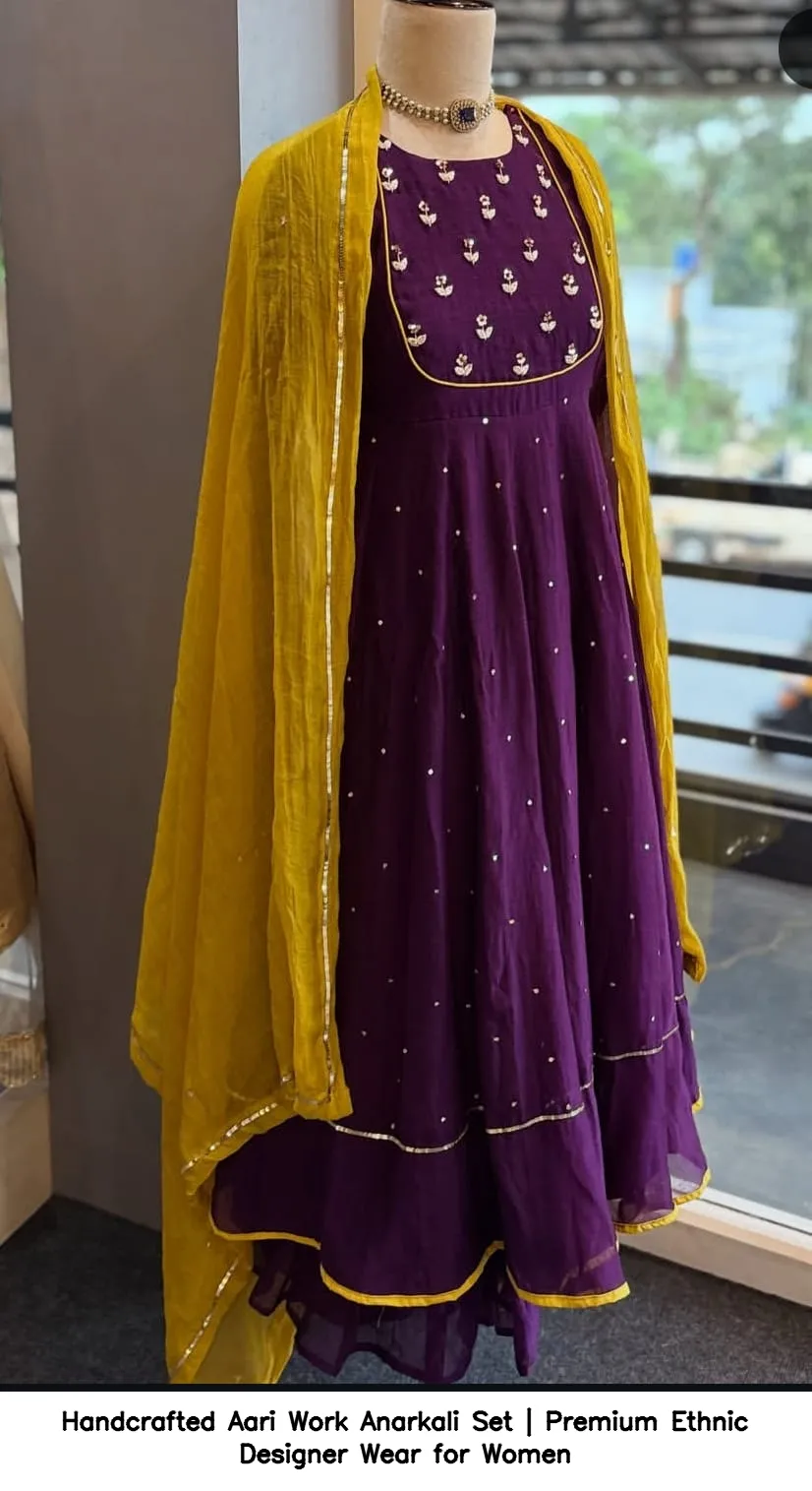Handcrafted Aari Work Anarkali Set | Premium Ethnic Designer Wear for Women 3