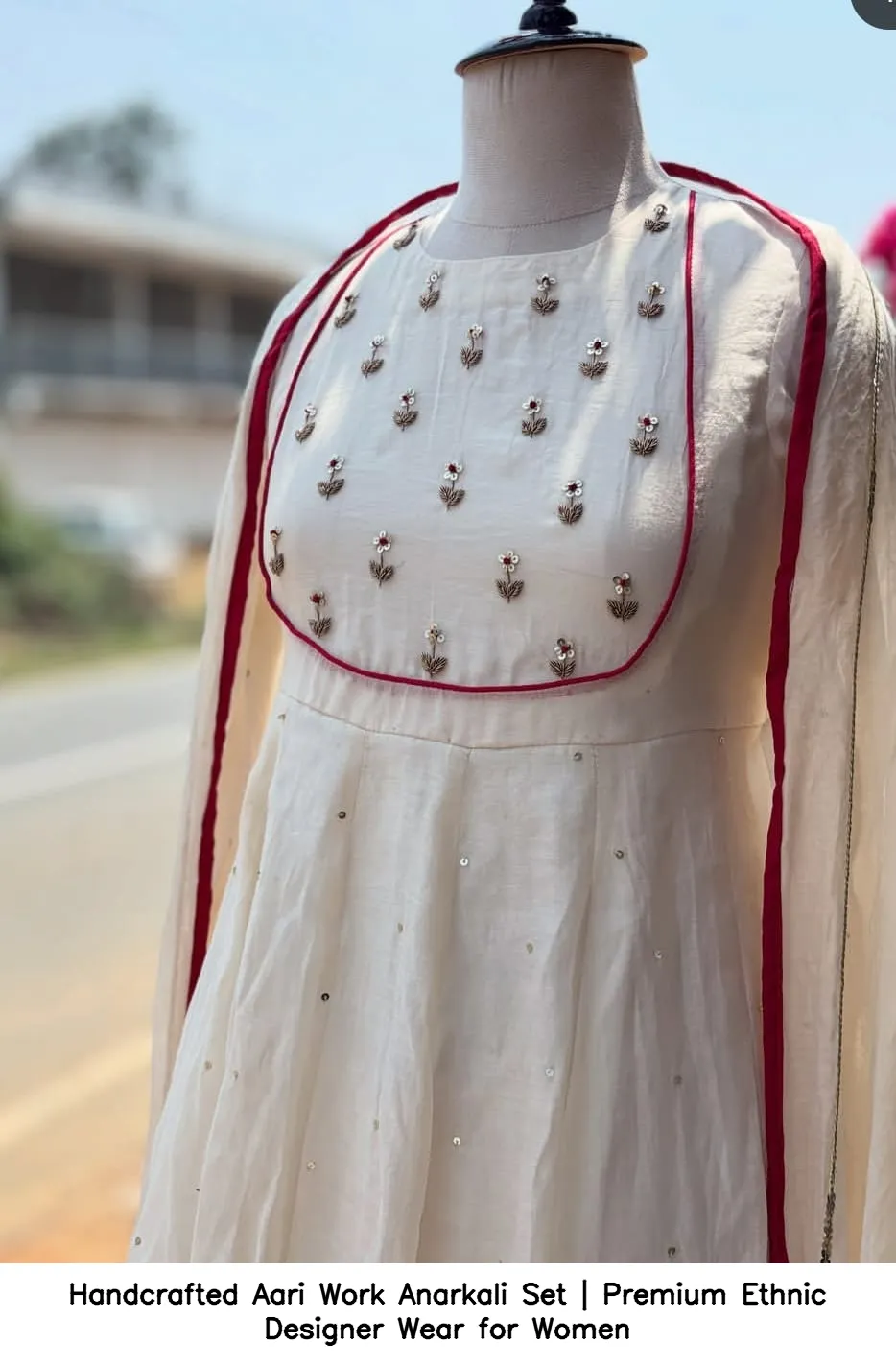 Handcrafted Aari Work Anarkali Set | Premium Ethnic Designer Wear for Women 4