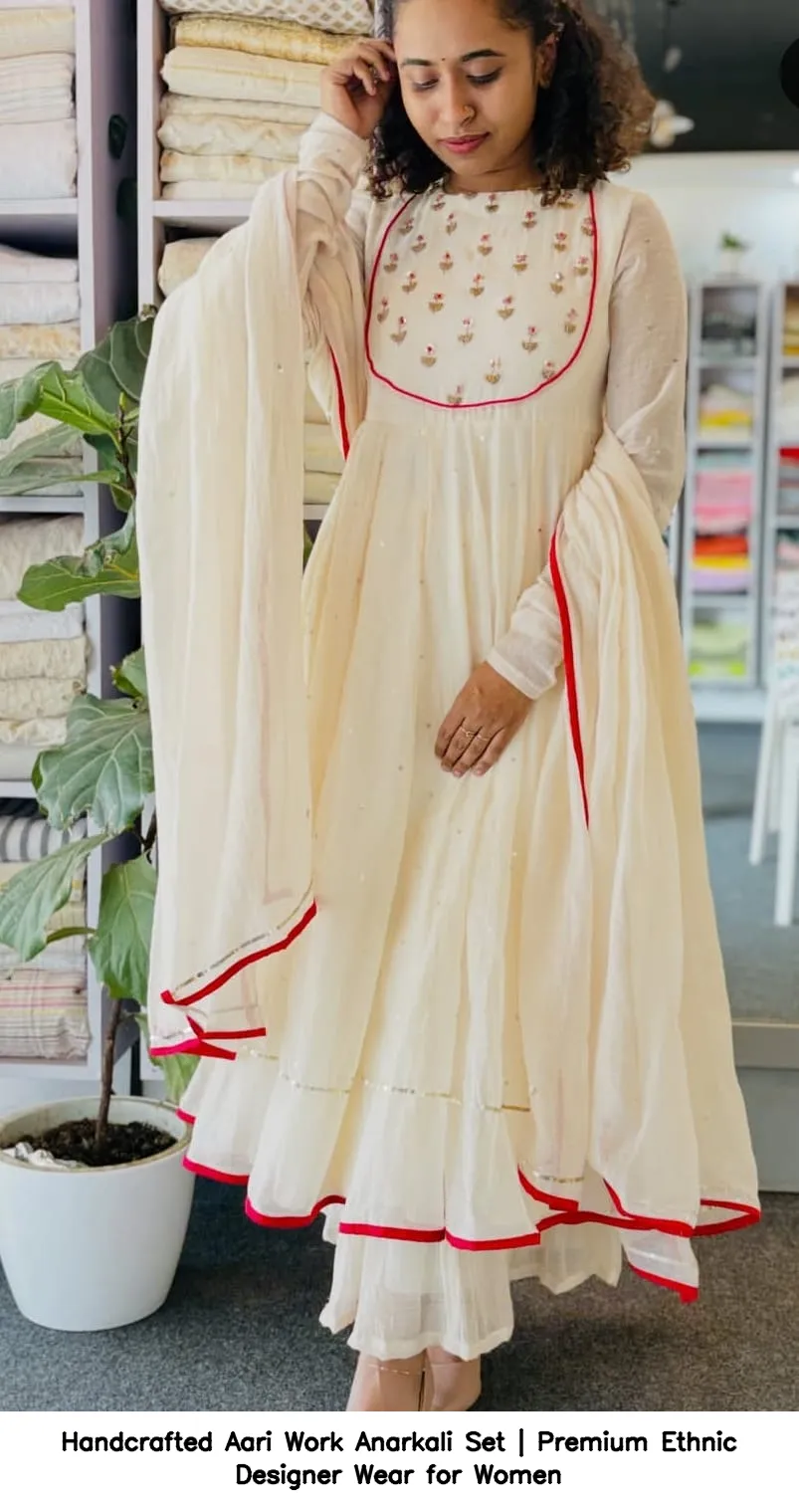 Handcrafted Aari Work Anarkali Set | Premium Ethnic Designer Wear for Women 5