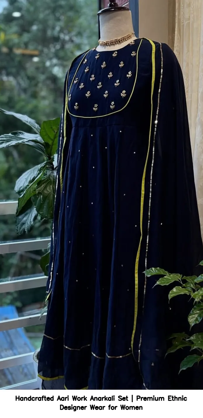 Handcrafted Aari Work Anarkali Set | Premium Ethnic Designer Wear for Women 6