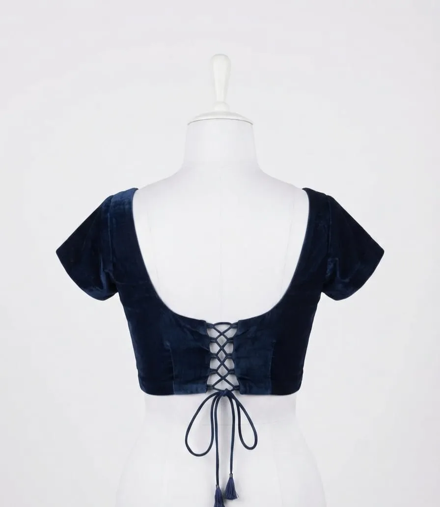 Luxury Maroon Velvet Blouse | Lace-Up Back Design | Traditional Wedding & Festive Wear 1