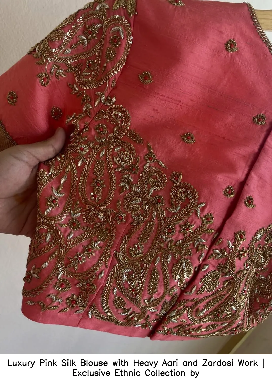 Luxury Pink Silk Blouse with Heavy Aari and Zardosi Work | Exclusive Ethnic Collection by 3