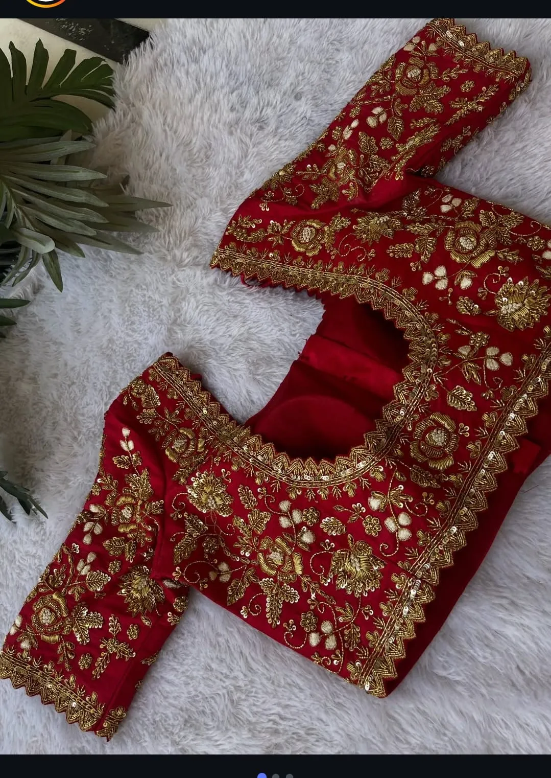 Luxury Red Silk Blouse with Heavy Aari and Zardosi Work | Exclusive Ethnic Collection