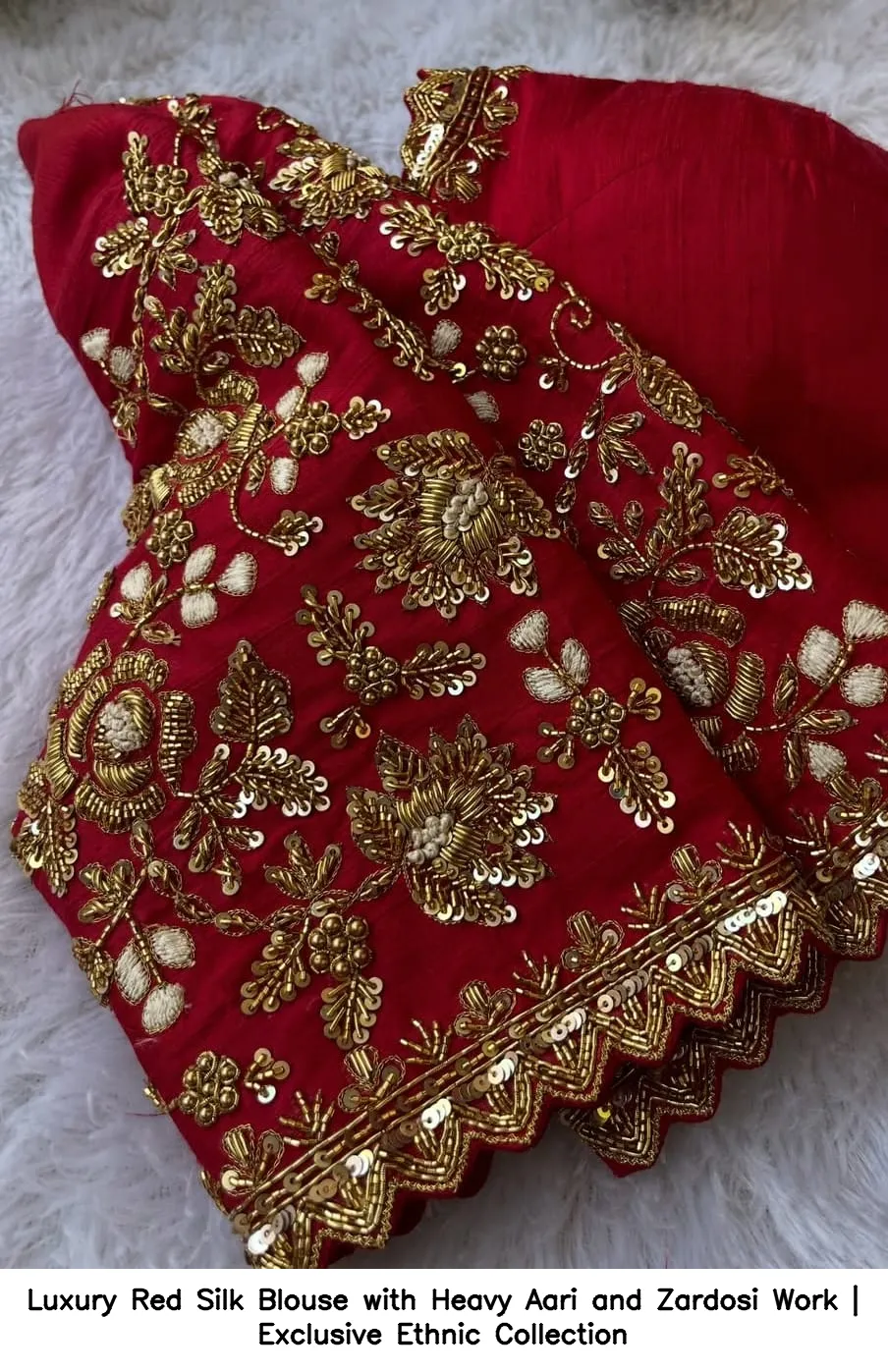 Luxury Red Silk Blouse with Heavy Aari and Zardosi Work | Exclusive Ethnic Collection 2