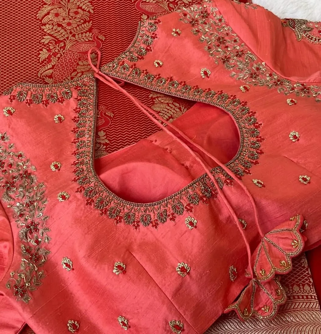 Luxury Silk Blouse with Heavy Aari and Zardosi Work | Exclusive Ethnic Designer Wear