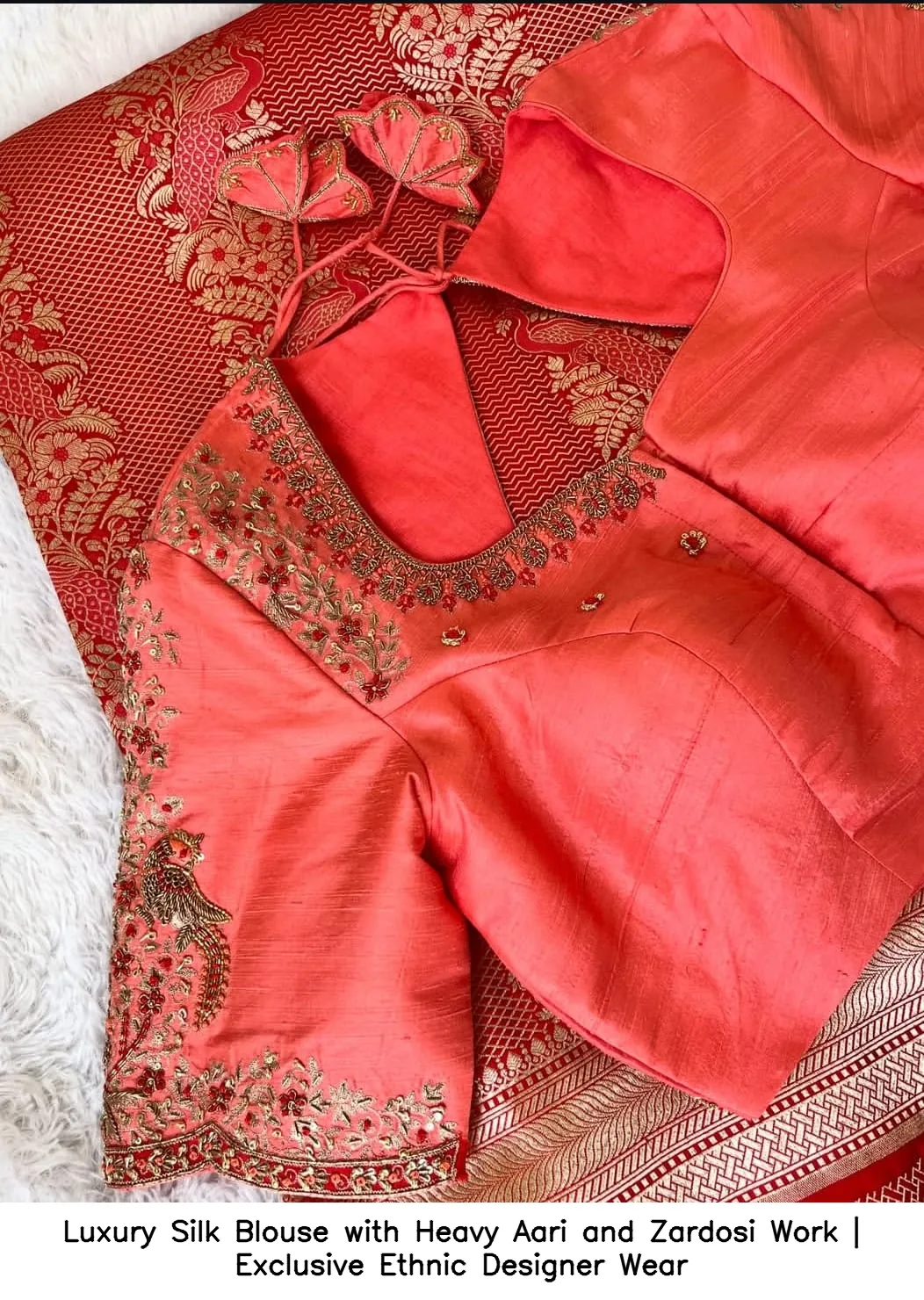 Luxury Silk Blouse with Heavy Aari and Zardosi Work | Exclusive Ethnic Designer Wear 2