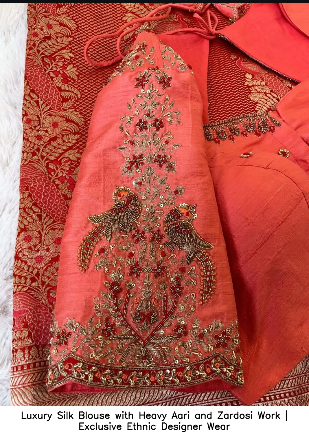 Luxury Silk Blouse with Heavy Aari and Zardosi Work | Exclusive Ethnic Designer Wear 3
