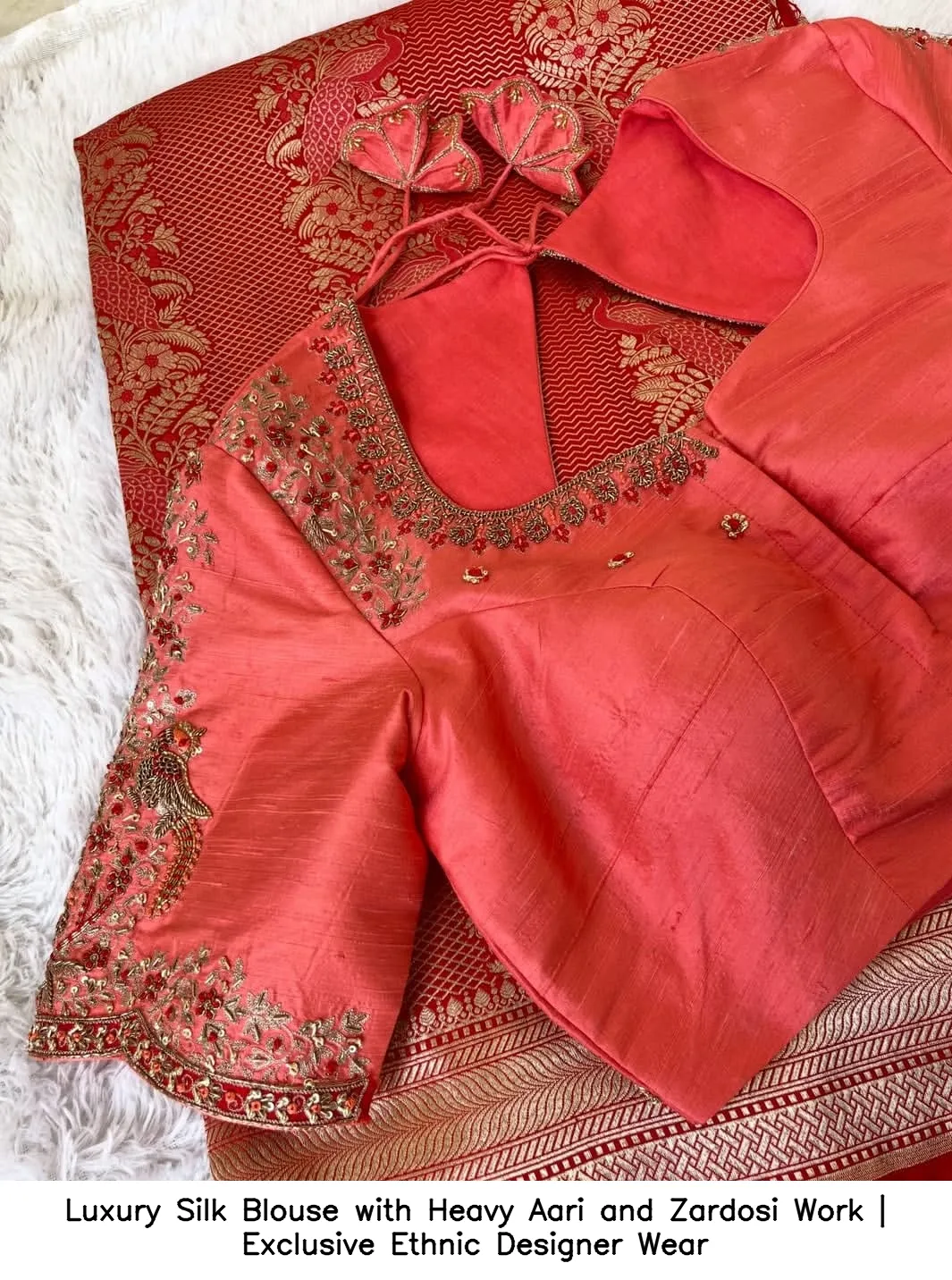 Luxury Silk Blouse with Heavy Aari and Zardosi Work | Exclusive Ethnic Designer Wear 4