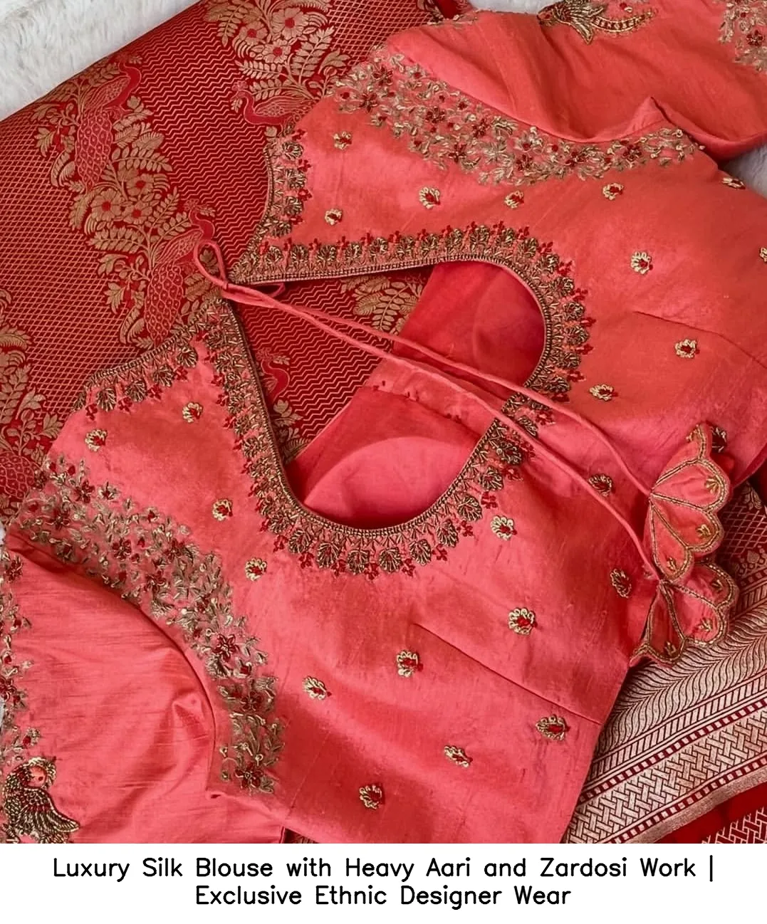 Luxury Silk Blouse with Heavy Aari and Zardosi Work | Exclusive Ethnic Designer Wear 5