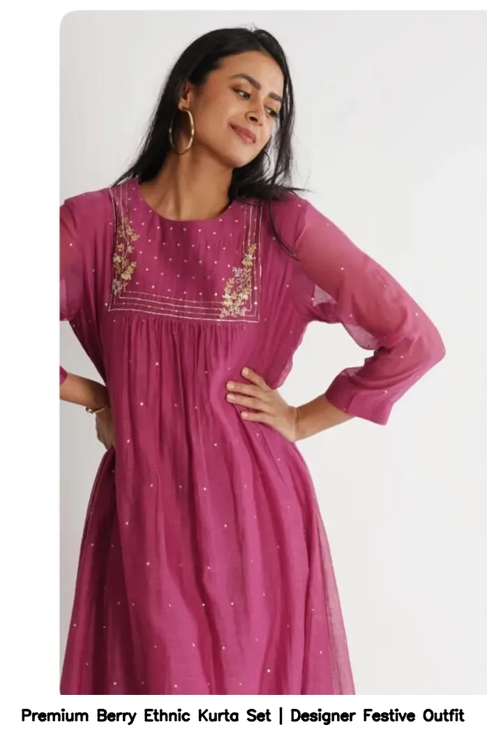 Premium Berry Ethnic Kurta Set | Designer Festive Outfit 2