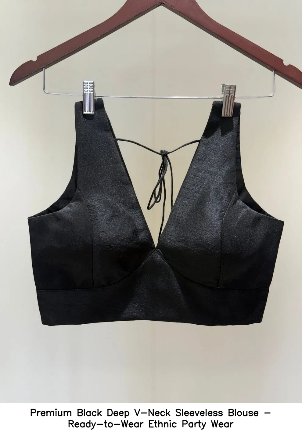 Premium Black Deep V-Neck Sleeveless Blouse - Ready-to-Wear Ethnic Party Wear 1
