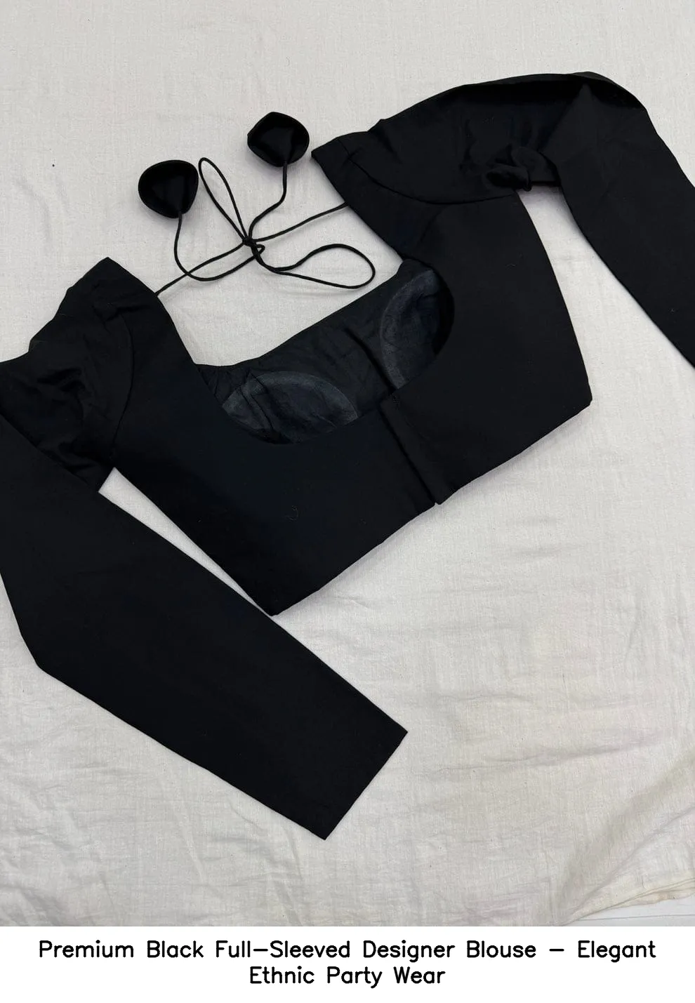 Premium Black Full-Sleeved Designer Blouse - Elegant Ethnic Party Wear 2