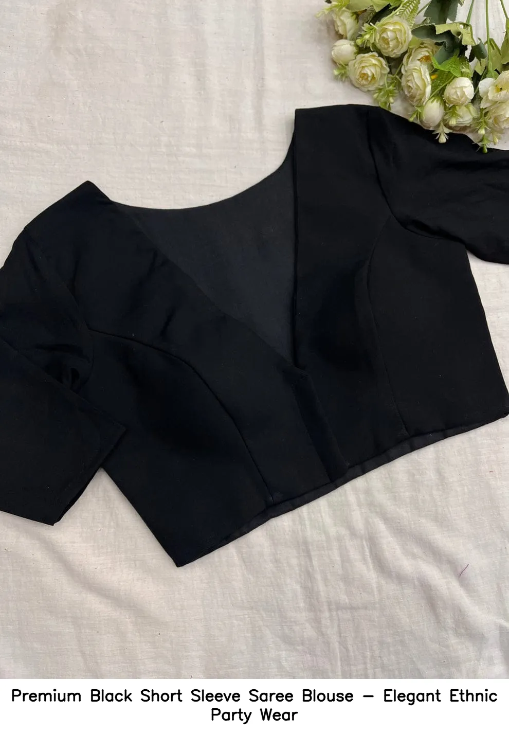 Premium Black Short Sleeve Saree Blouse - Elegant Ethnic Party Wear 1