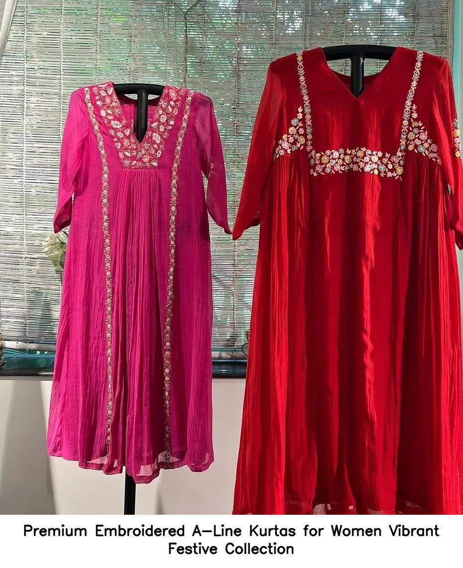 Premium Embroidered A-Line Kurtas for Women – Vibrant Festive Collection 2