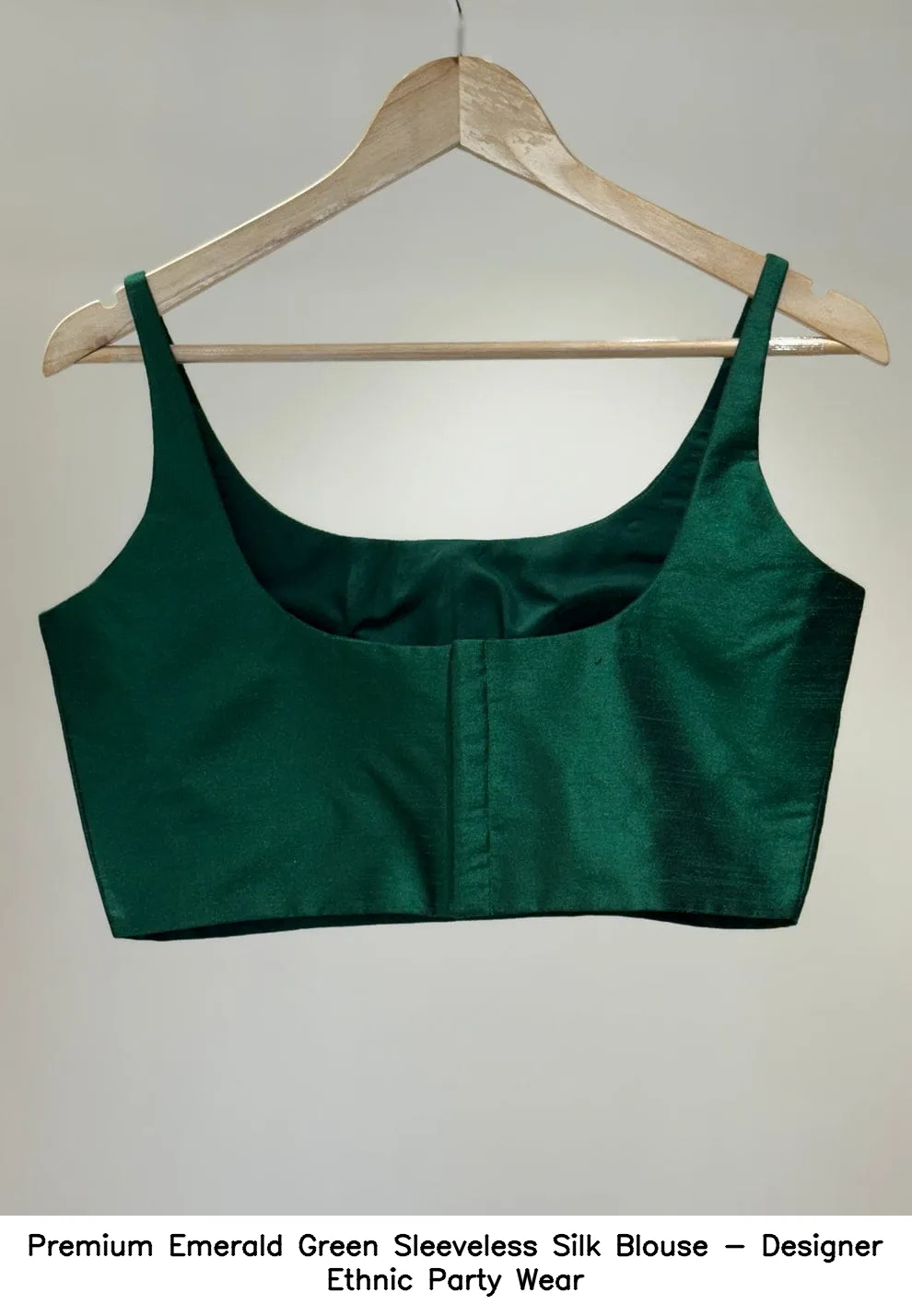 Premium Emerald Green Sleeveless Silk Blouse - Designer Ethnic Party Wear 2