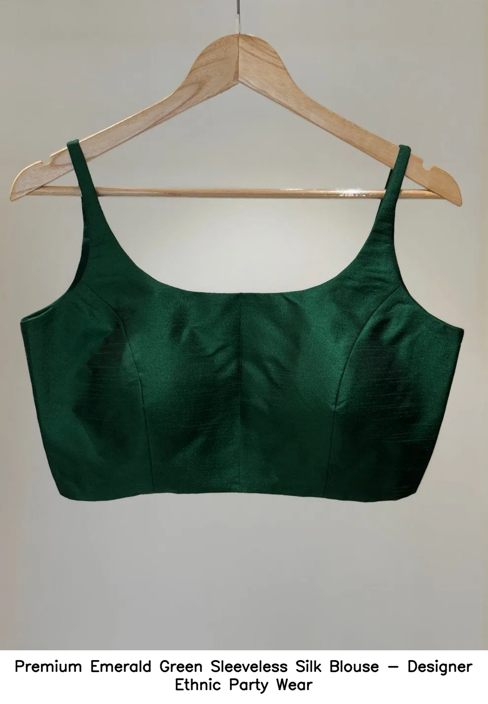 Premium Emerald Green Sleeveless Silk Blouse - Designer Ethnic Party Wear 3