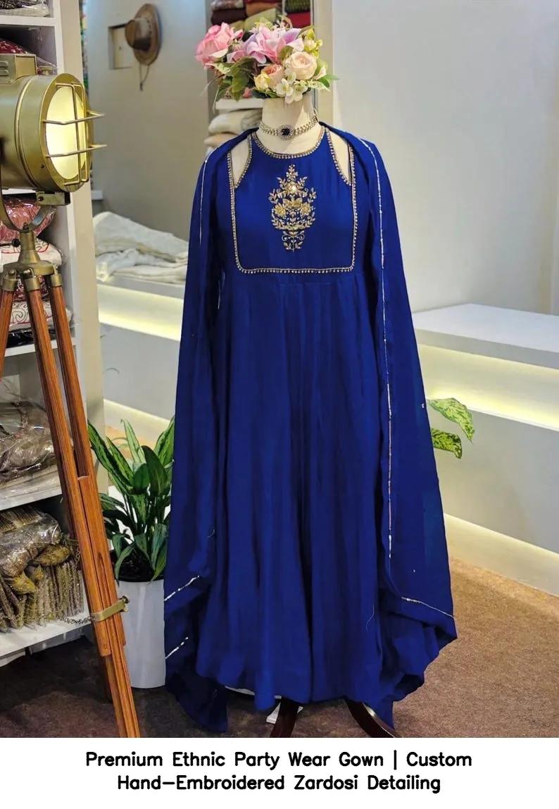 Premium Ethnic Party Wear Gown | Custom Hand-Embroidered Zardosi Detailing 6