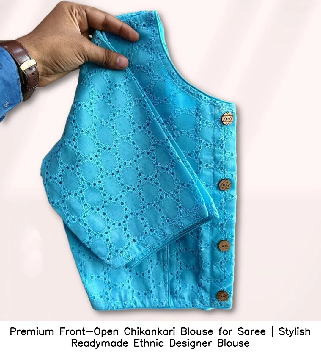 Premium Front-Open Chikankari Blouse for Saree | Stylish Readymade Ethnic Designer Blouse 11