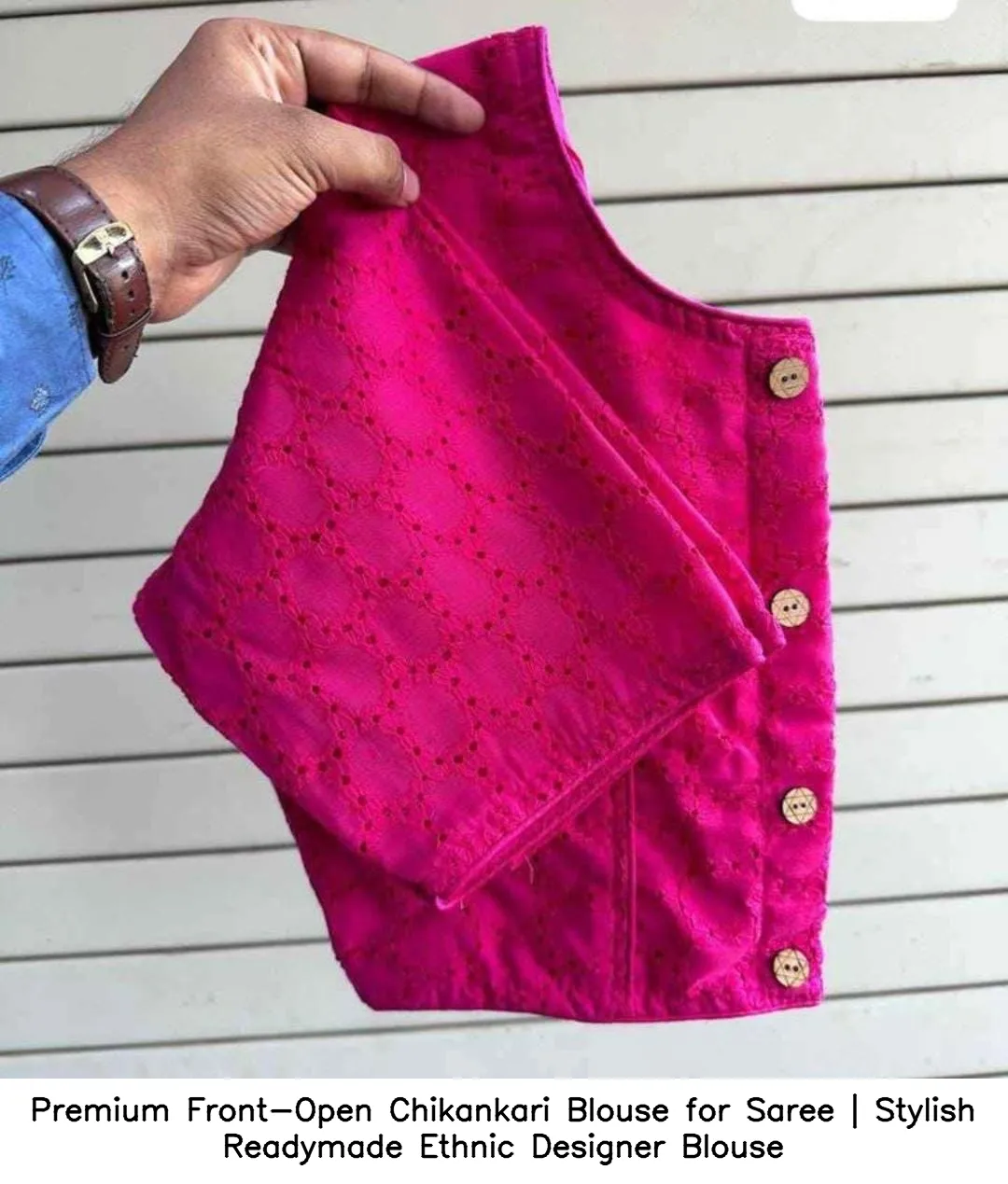 Premium Front-Open Chikankari Blouse for Saree | Stylish Readymade Ethnic Designer Blouse 12