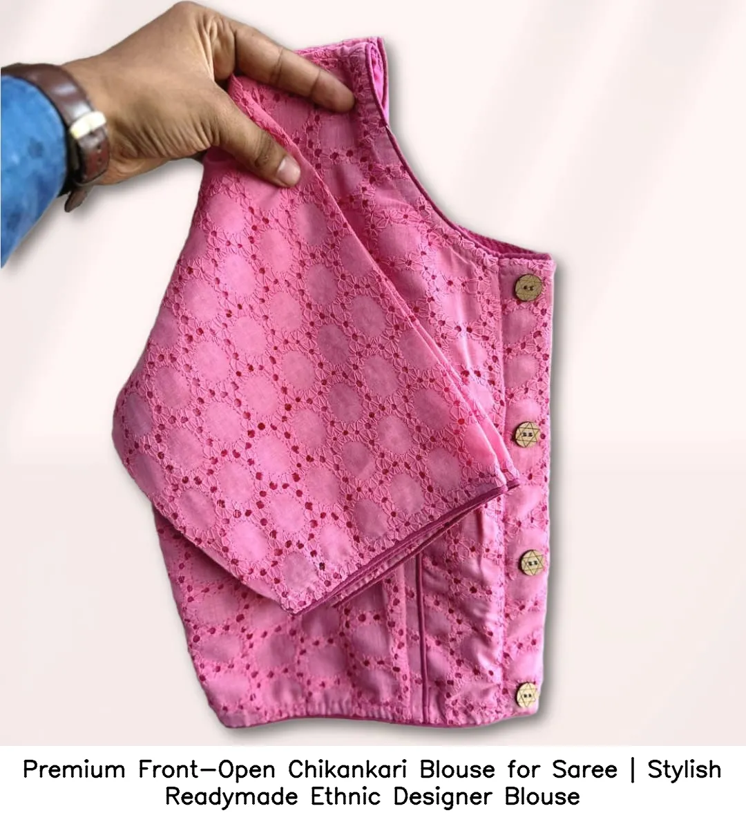 Premium Front-Open Chikankari Blouse for Saree | Stylish Readymade Ethnic Designer Blouse 14